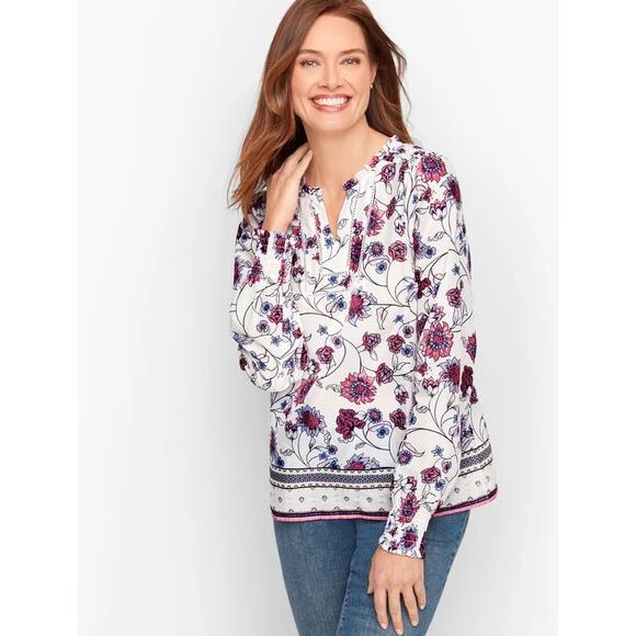 Talbots Women’s Floral 100% Cotton Lightweight Tunic Top Purple Sz 1X - Picture 1 of 12